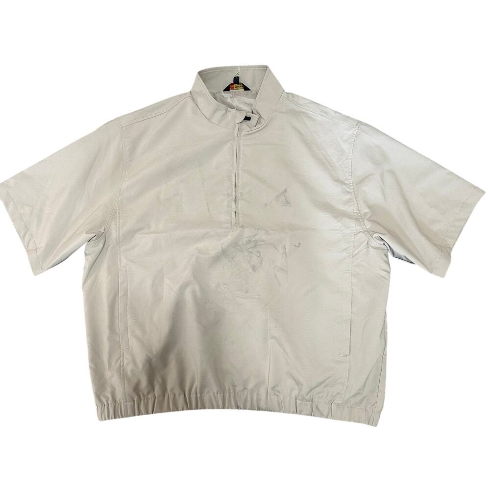 MONTEREY CLUB Men's 1/2 Zip Short Sleeve Active Golf Windbreaker Size XL Khaki